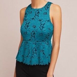 Anthropologie women’s teal peplum top size 4